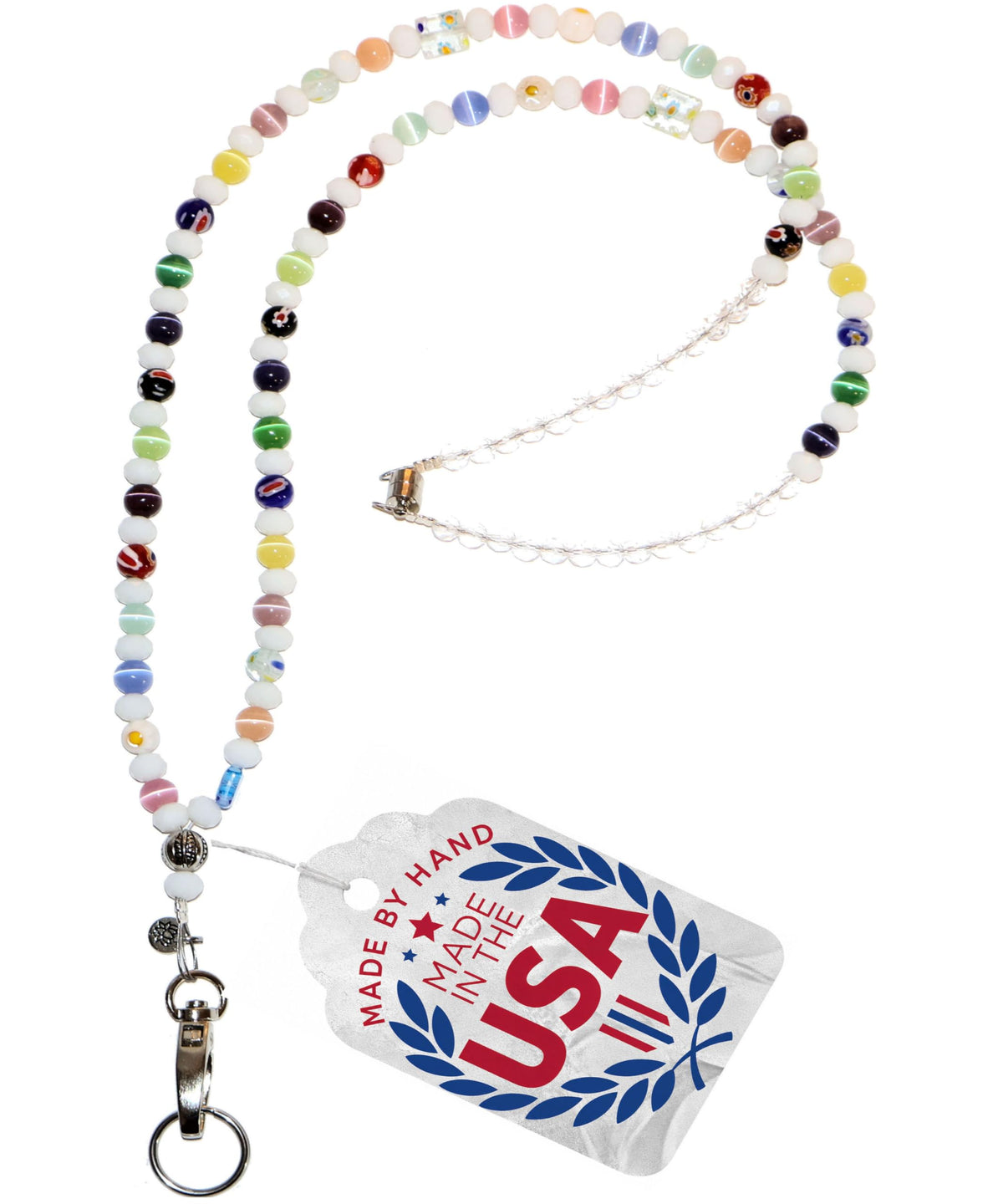 Hidden Hollow Beads SUPER Slim Hand Beaded in USA Women's Lanyard Strong Breakaway Teacher ID Badge Card Holder Keys Nurse