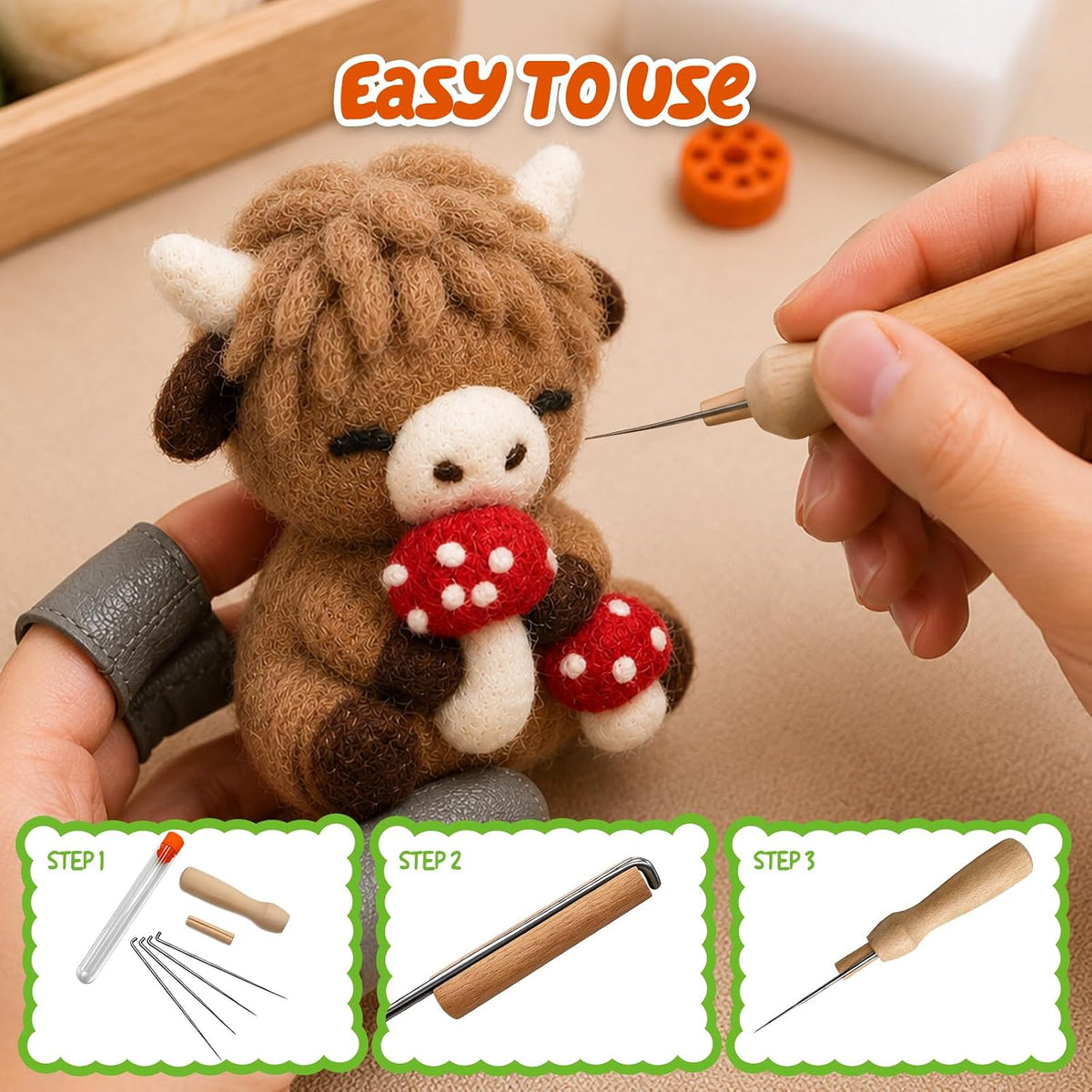 Voduynl Beginner Needle Felting Kit (Cow)