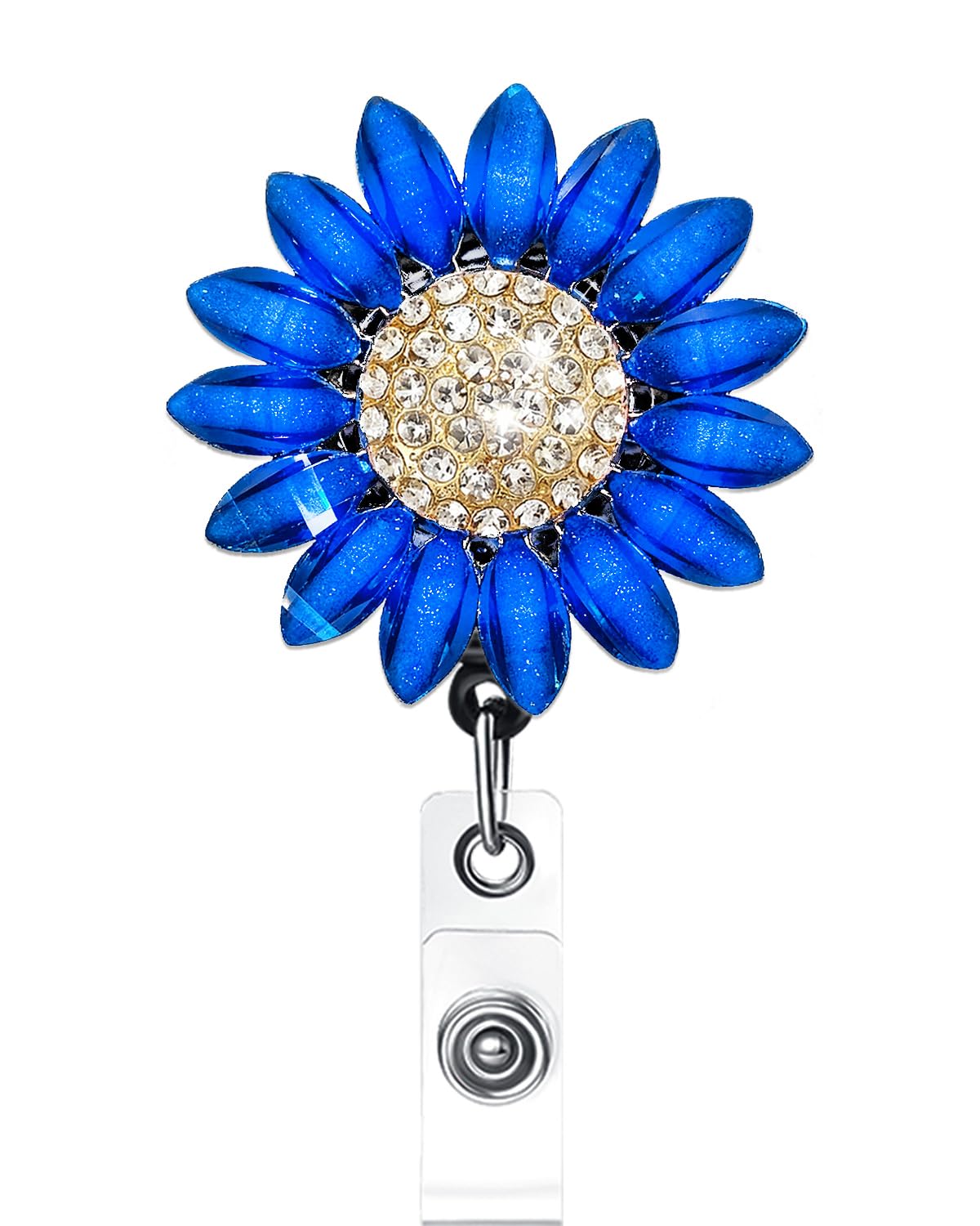 Flower ID Badge Holders Retractable with Alligator Clip, Name Badge Clips Retractable, Nurse Badge Reel Bling