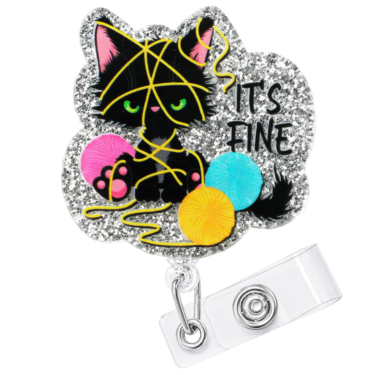 Funny Colorful Cat Nurse Badge Reel, Cute Retractable Work Badge Holder