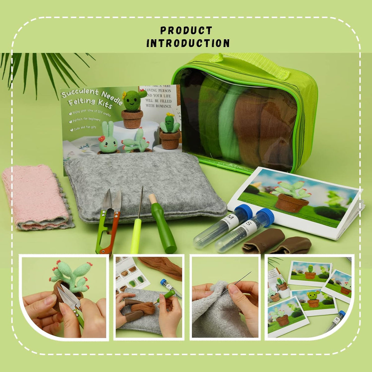 LOKUNN Needle Felting Kit, Cactus Needle Felting Starter Kit