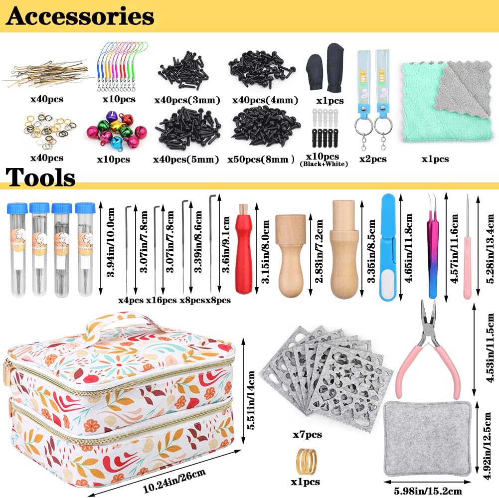 Veroave 385 PCS Felting Kit, Needle Felting Kit with 45 Colors Wool Roving