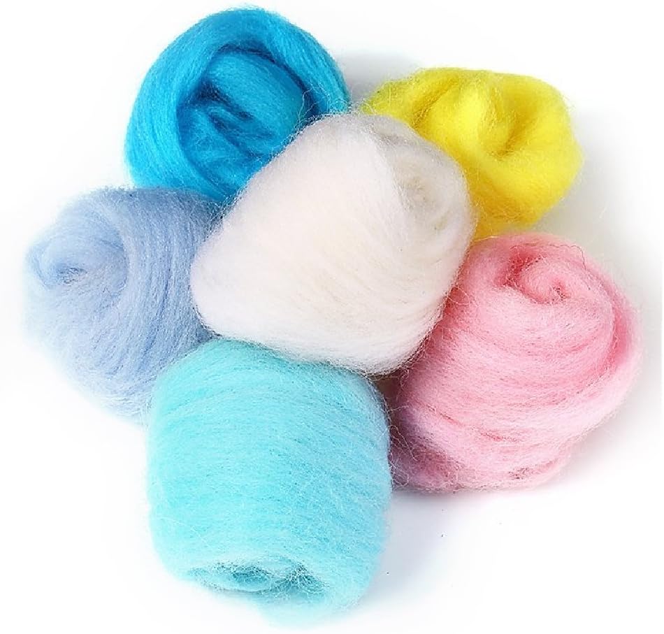 MOMODA BAODLON 50 Colors Fibre Wool Yarn Roving for Needle Felting Hand Spinning DIY Craft Materials
