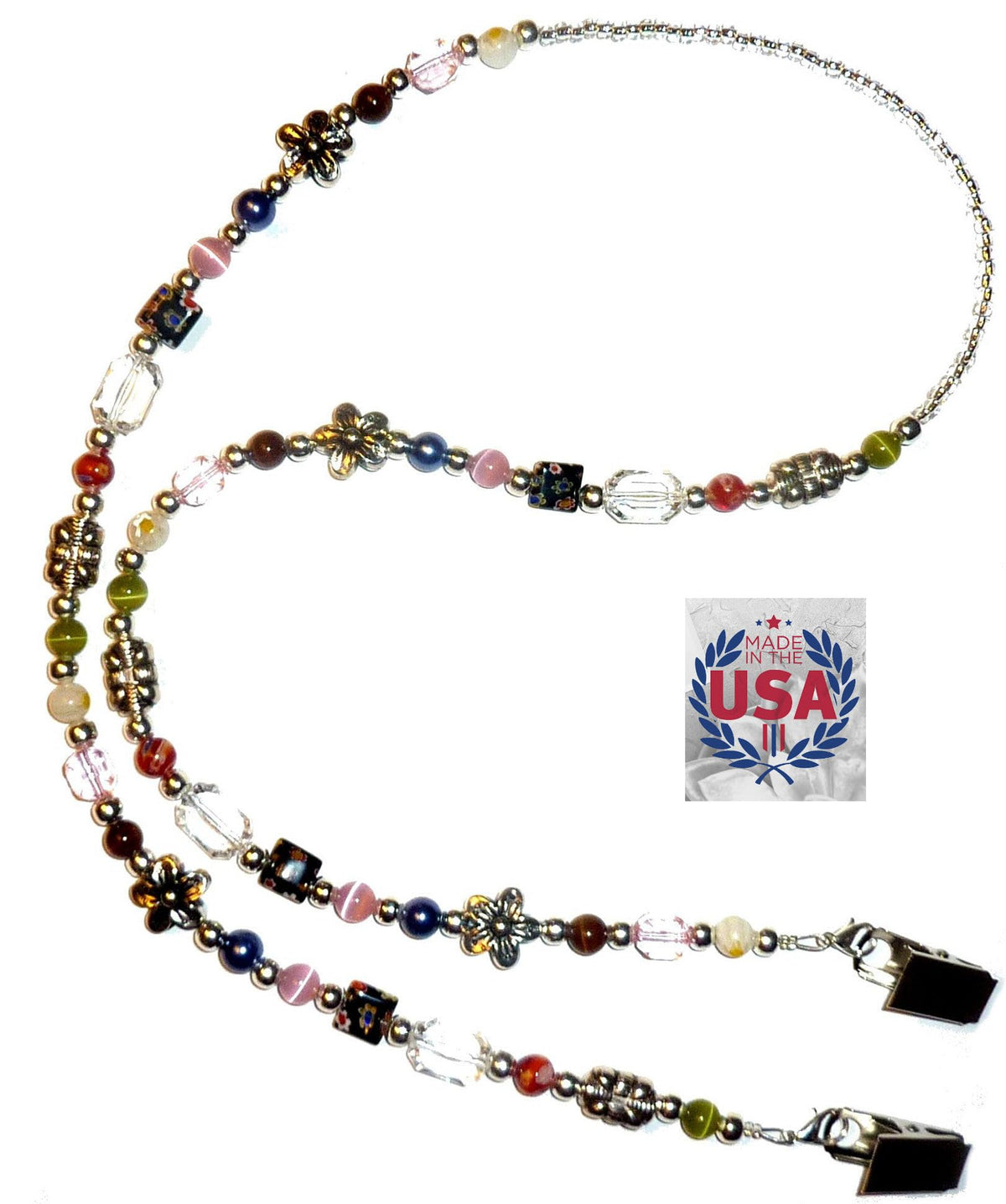 Hidden Hollow Beads Slim Style Women's Fashion Beaded Lanyard, 34" Jewelry Lanyard for ID Badge Holder and Keys