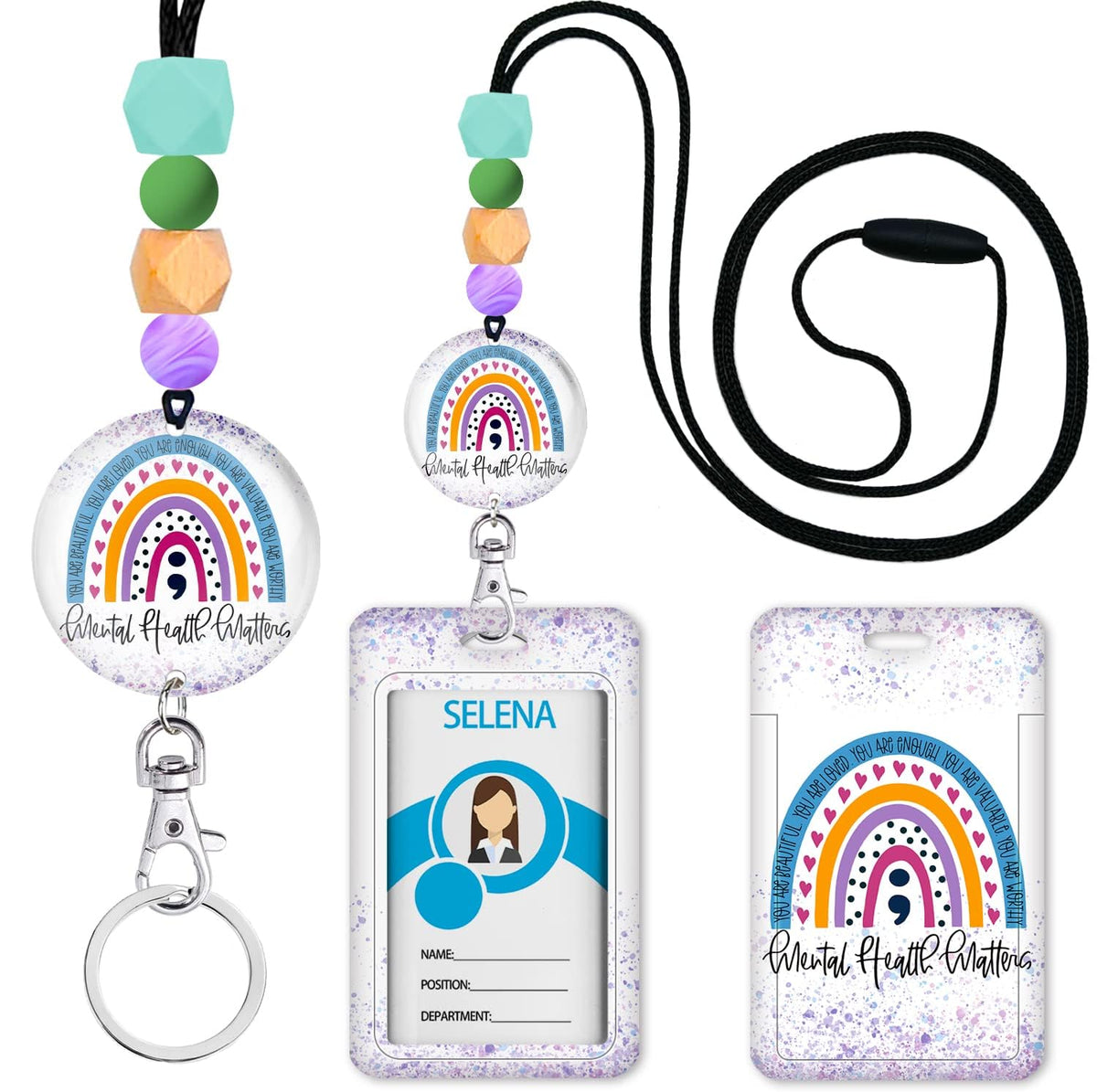 Teacher Lanyards for ID Badges, Breakaway Handmade, Be Kind Heart