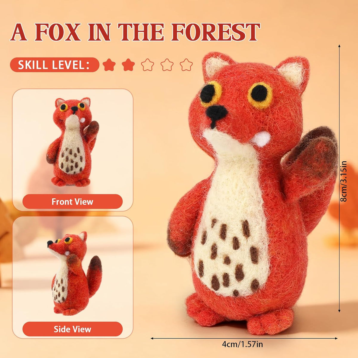 OEHPICC Needle Felting Kit for Beginners, Patterned Fox Felting Kit