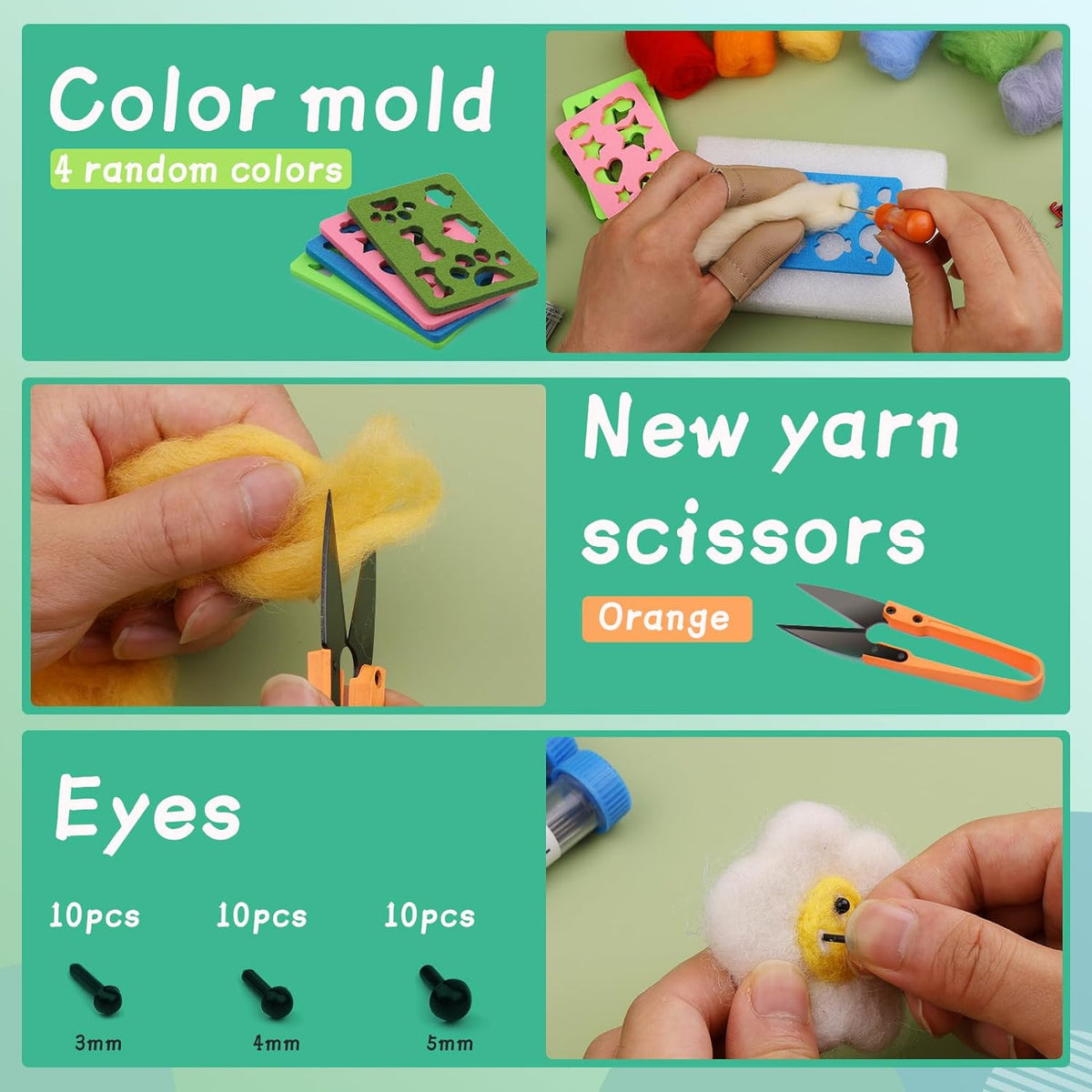 Mayboos Needle Felting Kit, Wool Roving 20 Colors Set
