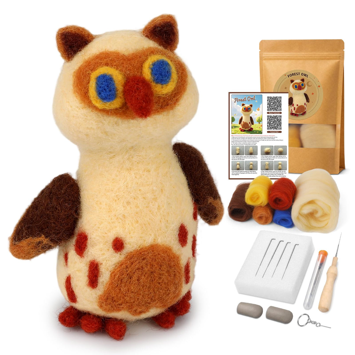 OEHPICC Needle Felting Kit for Beginners, Patterned Fox Felting Kit