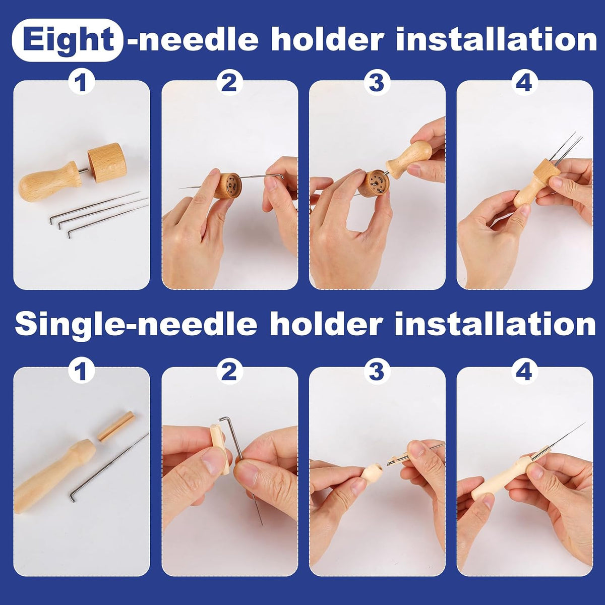 Phinus Needle Felting Ket, Needle Felting Supplies with 30pcs 3 Sizes Wool Felting Needles, Wooden Handle, Fingercots, Storage Box, Felting Needle Tools for Beginner & Professional DIY Felting Crafts
