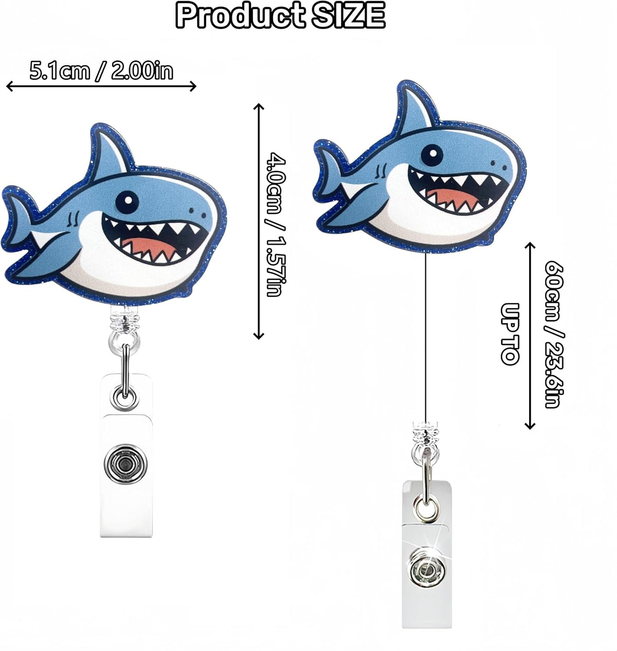 Retractable Badge Reel, Cute Badge Reels for Nurse Badge Holder with Alligator Clip for Doctor Teacher Shark