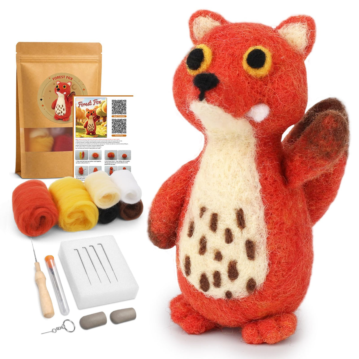 OEHPICC Needle Felting Kit for Beginners, Patterned Fox Felting Kit