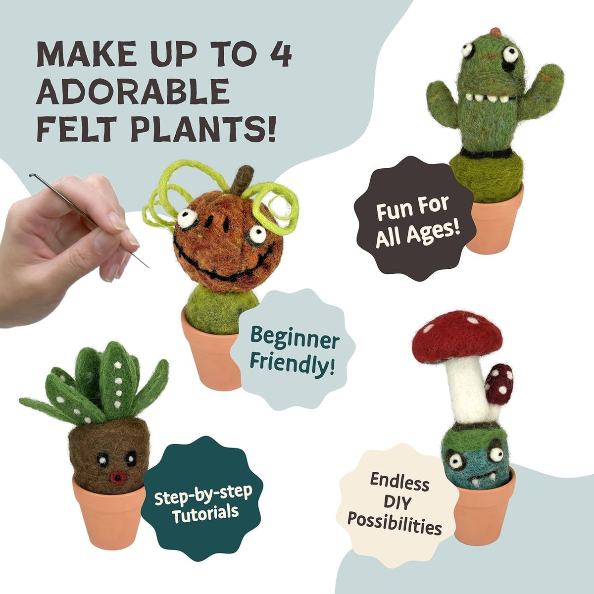 Woolbuddy Needle Felting Kit Starter Set (Cactus & Succulent) for Adults