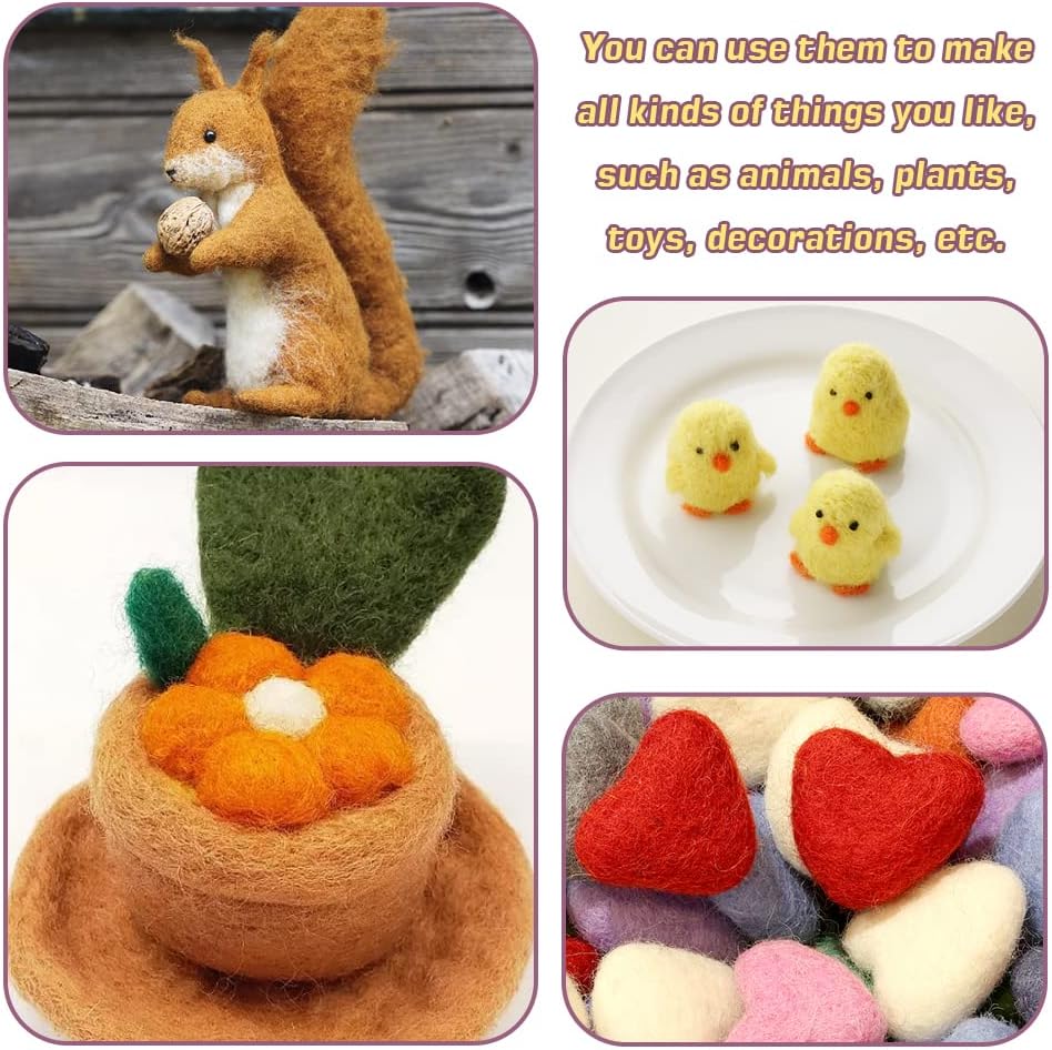 Wonvoc Needle Felting Wool 2.82oz /80g, 8 Colors Wool Roving (Summer)