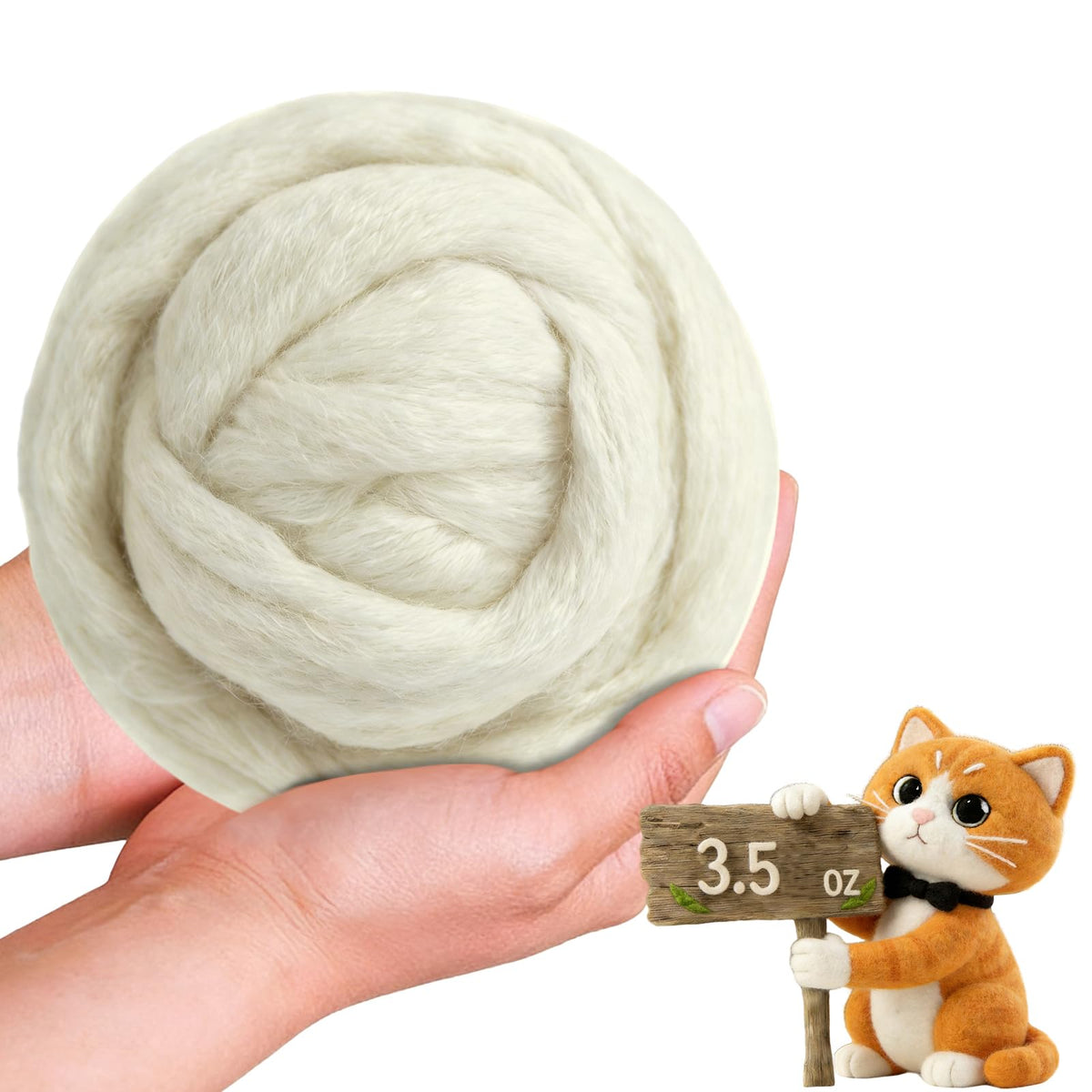 Wool Roving-3.5oz Needle Felting Wool, Soft Multi-Color Wool Fiber, Perfect Felting Wool Pure Wool, Chunky Yarn, for DIY Crafts, NeedleFelting Projects,and Artwork (Light Gray)