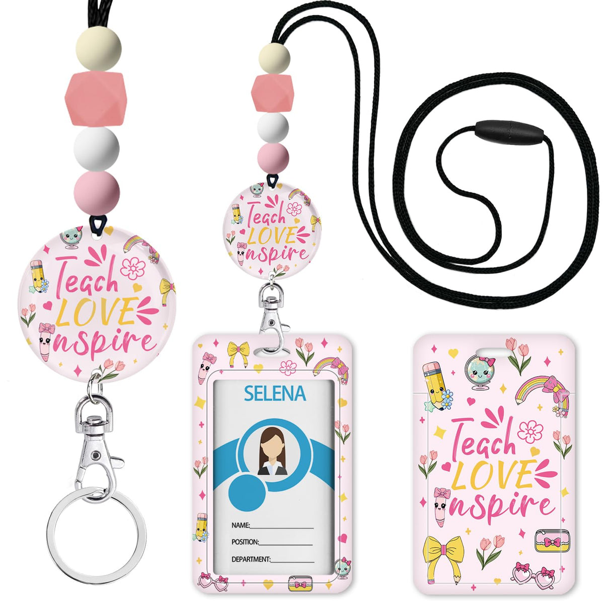 Teacher Lanyards for ID Badges, Breakaway Handmade, Be Kind Heart