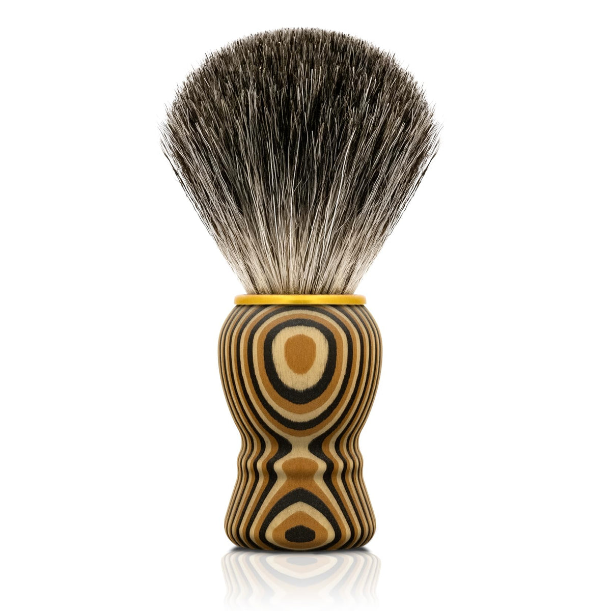 KIKC Hand Crafted Pure Badger Shaving Brush for Wet Shave, Soft Bristle, Art Annual Ring Wood Handle, Best Gift for Bearded Man