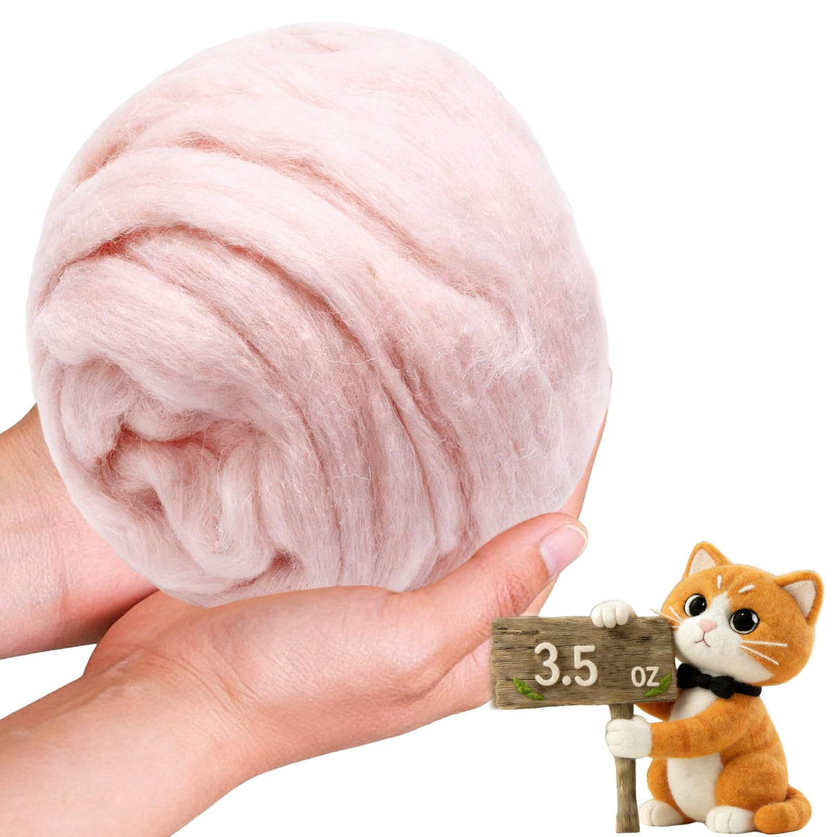 Wool Roving-3.5oz Needle Felting Wool, Soft Multi-Color Wool Fiber, Perfect Felting Wool Pure Wool, Chunky Yarn, for DIY Crafts, NeedleFelting Projects,and Artwork (Light Gray)