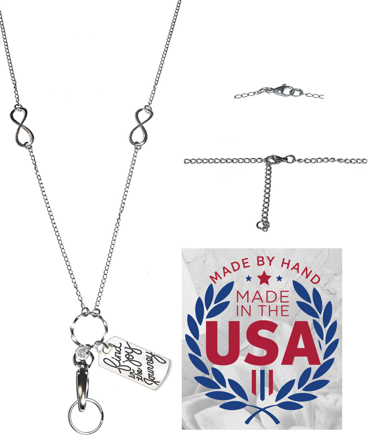Hidden Hollow Beads Charm Stainless Steel Strong Hand Made USA Women's 34 "Lanyard, ID Badge Card Holder Teacher Nurse Keys