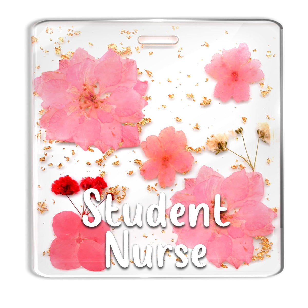 Custom Nurse Badge Personalized Name Pin, Red & Pink, Rn BSN