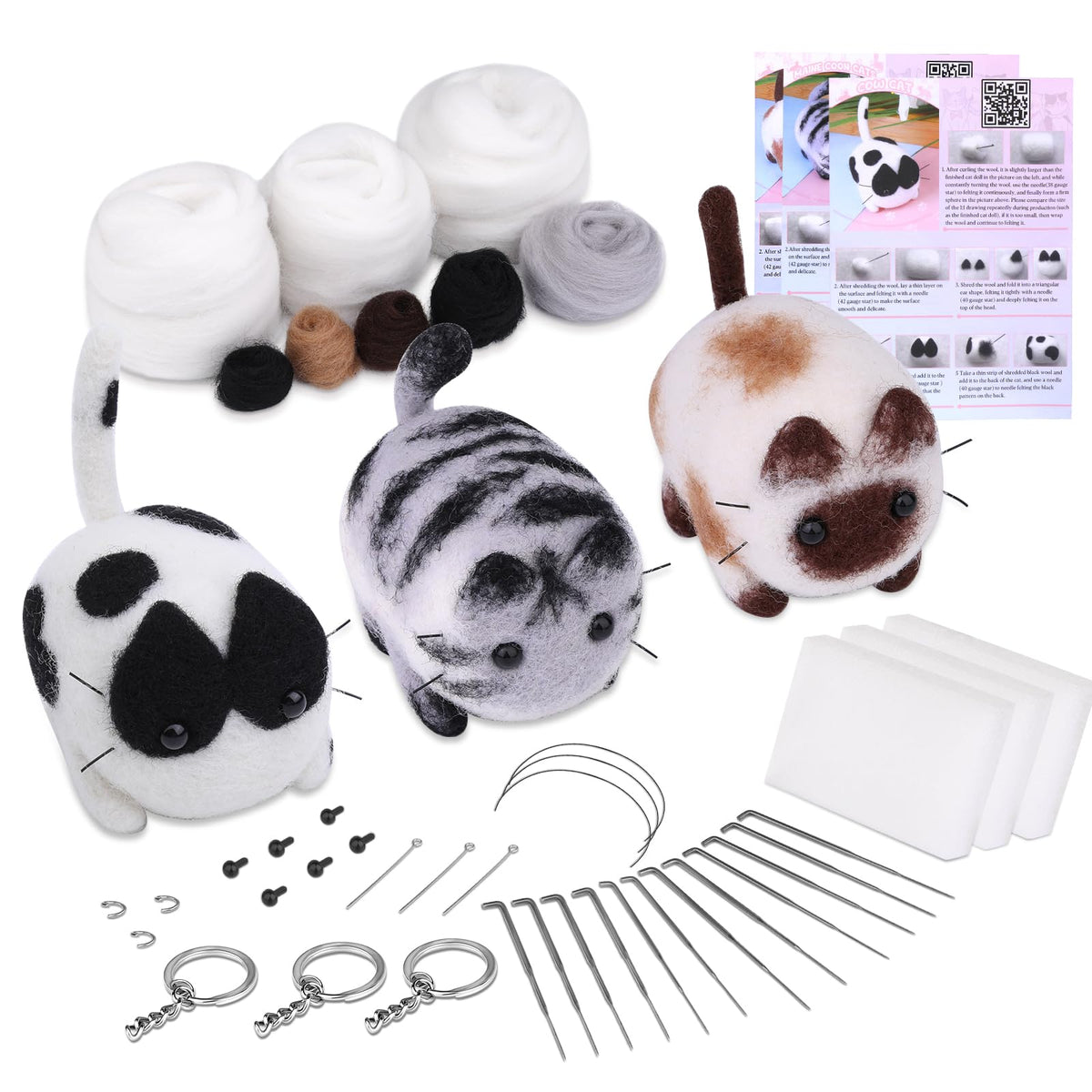 Mayboos Needle Felting Kit, 12 Pcs Doll Making Needle Felting Starter Kit
