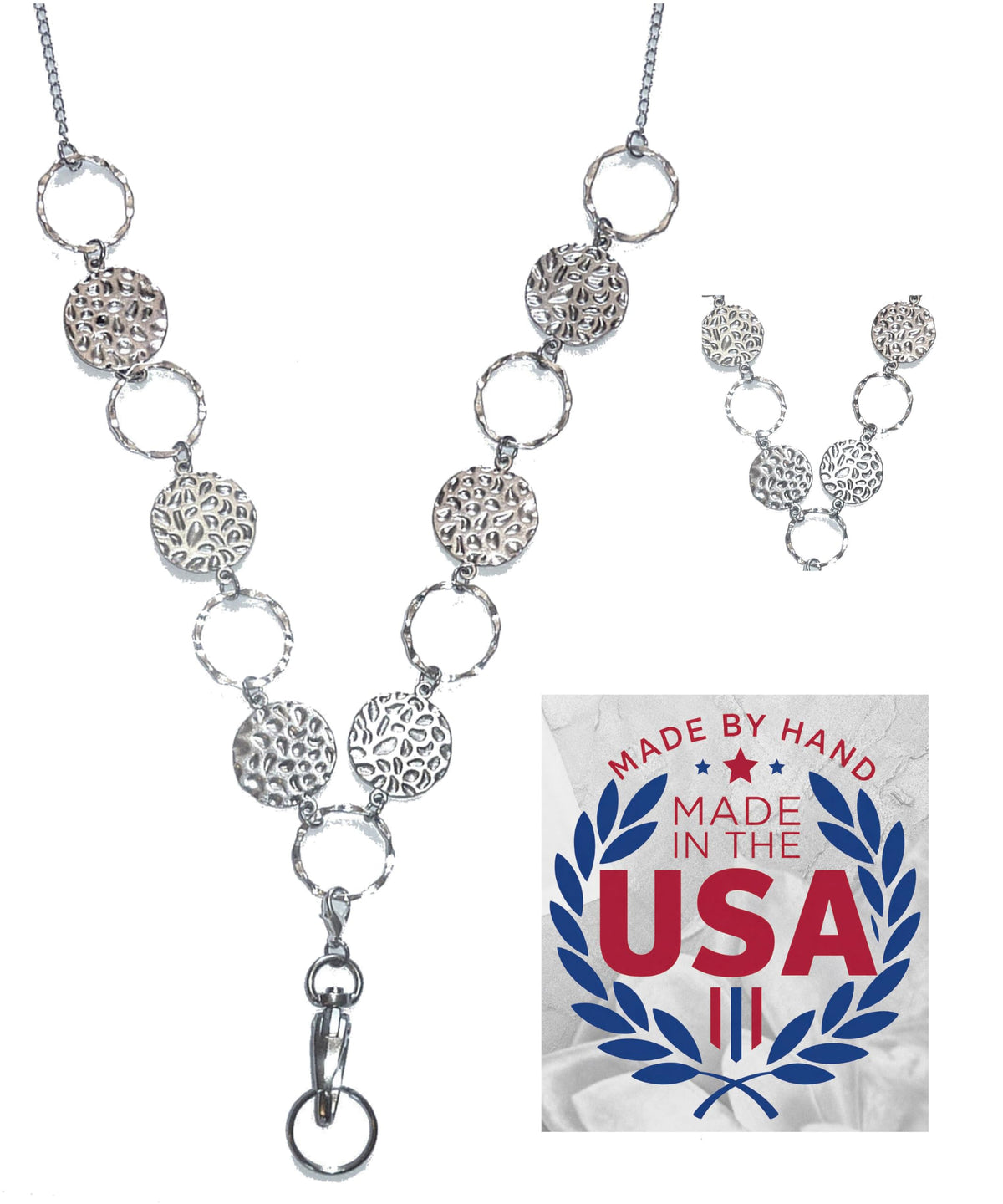 Hidden Hollow Beads Stainless Steel Strong Chain Women's Lanyard ID Card Badge Holder, Teacher Gift Nurse Cruise Keys Phone