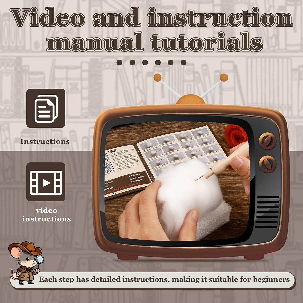 Mayboos Needle Felting Kit, Mouse Animal Needle Felting Beginner Kits