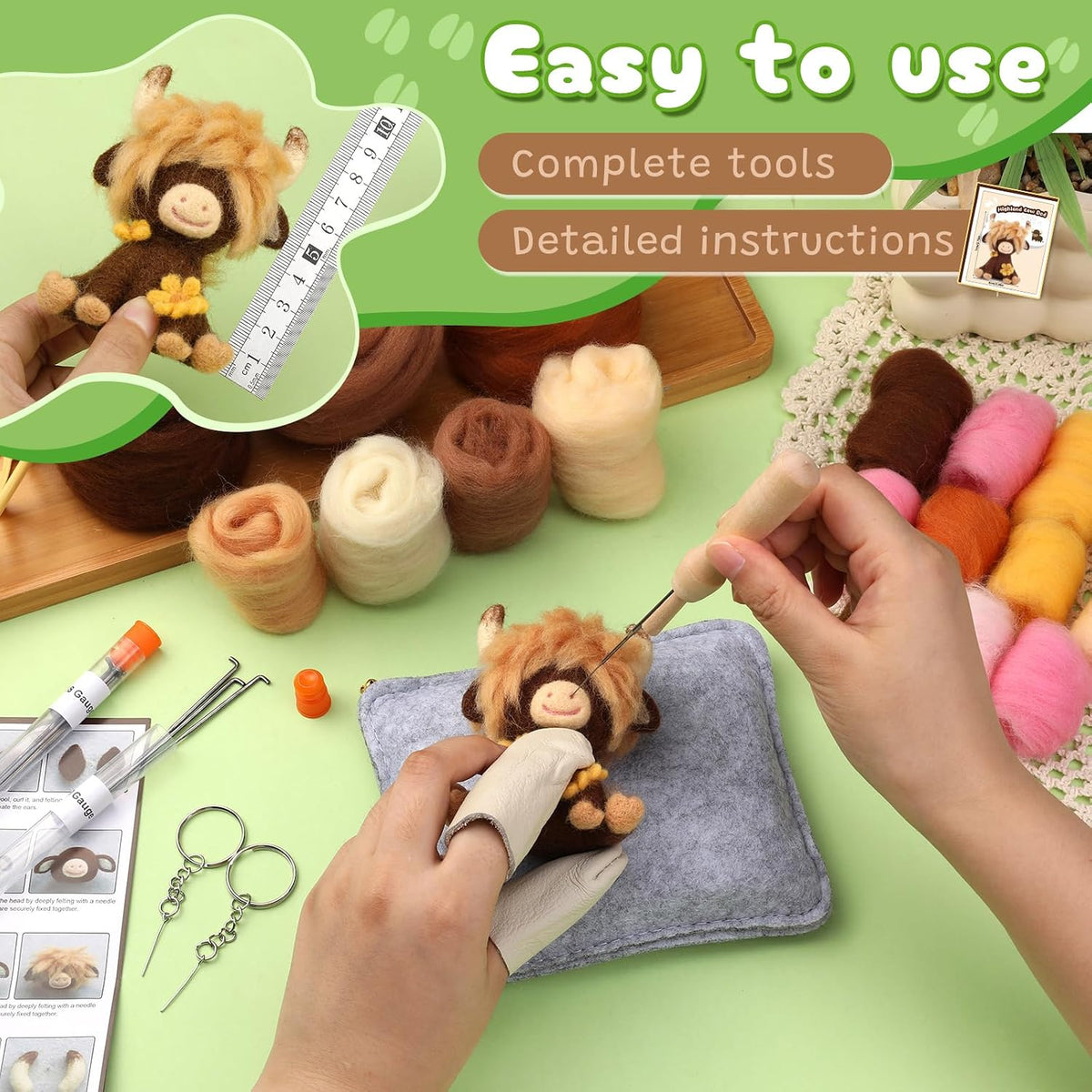 Yizzvb Needle Felting Kit, Wool Needle Felt Beginner Kits Felting Supplies
