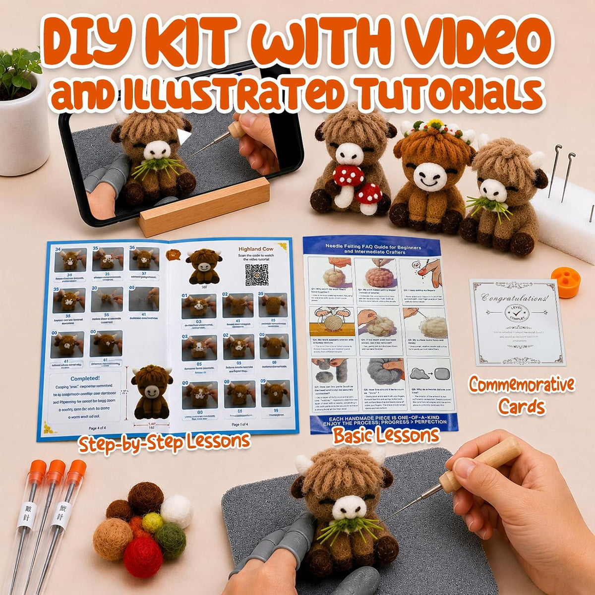 Voduynl Beginner Needle Felting Kit (Cow)