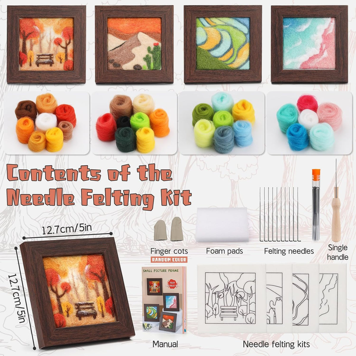 GarfxG Needle Felting Kit for Beginners, 4 Pcs Wool Needle Felt Kit
