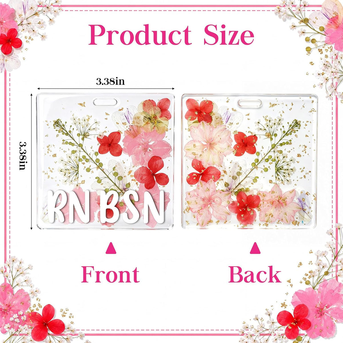 Custom Nurse Badge Personalized Name Pin, Red & Pink, Rn BSN