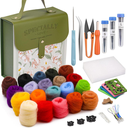 Mayboos Needle Felting Kit, Wool Roving 20 Colors Set