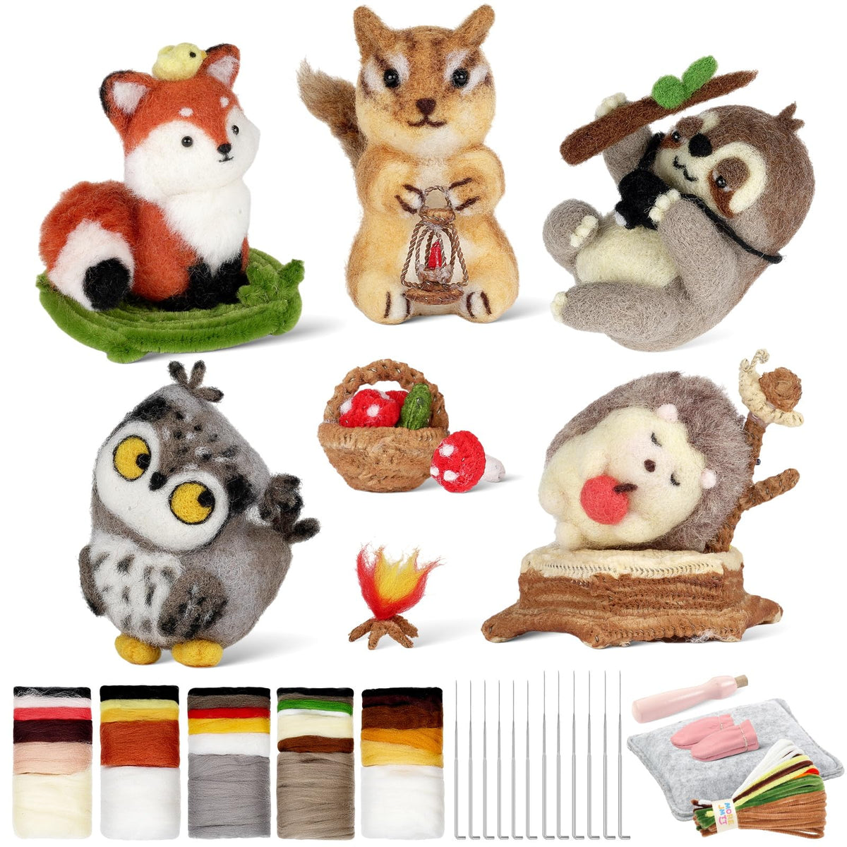 MOREJMTT Needle Felting Kit, 6 PCS Animal Needle Felting Beginner Kits, Wool Felt Needle Felting Tools Foam Pad, Craft Party Supplies for Beginners Adult(Cat Family)