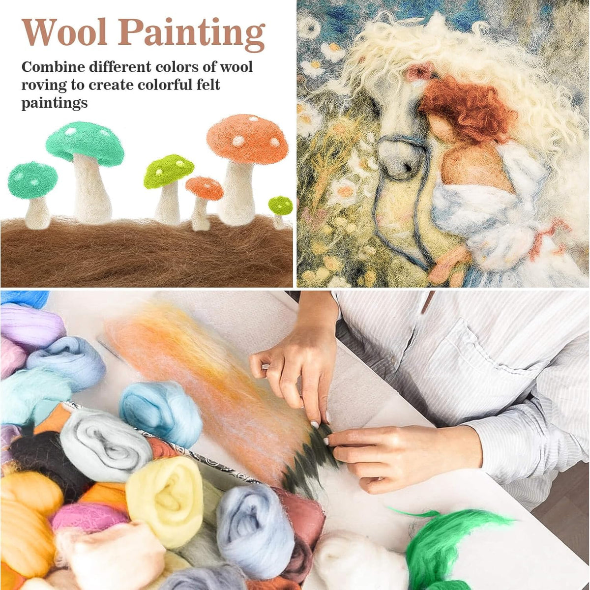 Sukh 40colors Felting Wool Roving - 3g Per Pack Needle Wool Felt for Craft
