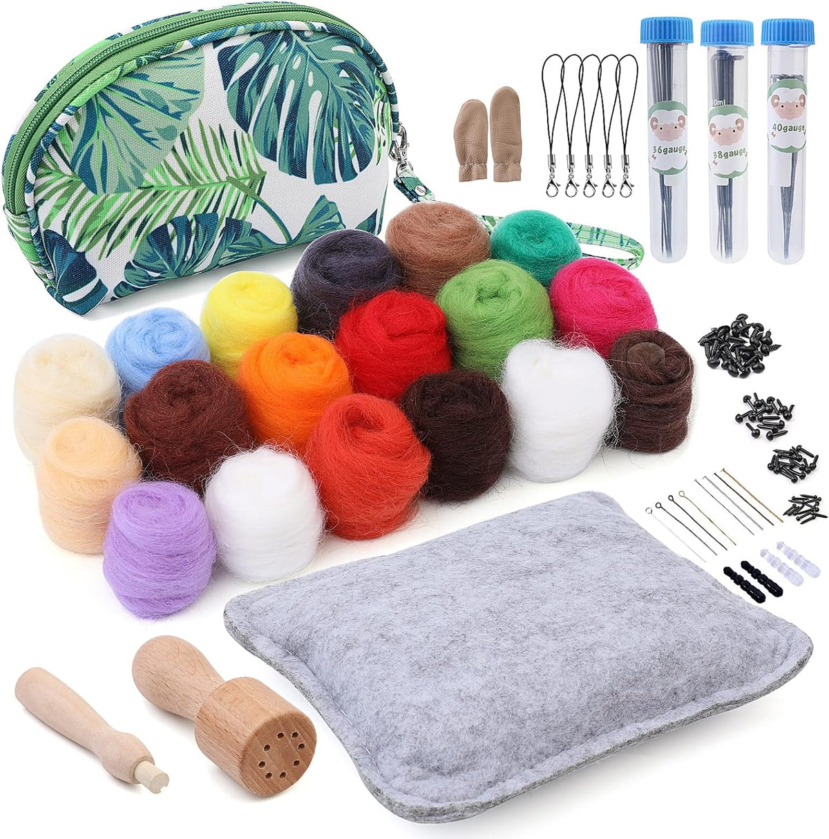 IMZAY Needle Felting Kit 18 Colors Wool Felting Kit Wool Roving Set