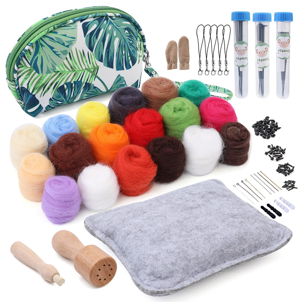 IMZAY Needle Felting Kit 18 Colors Wool Felting Kit Wool Roving Set