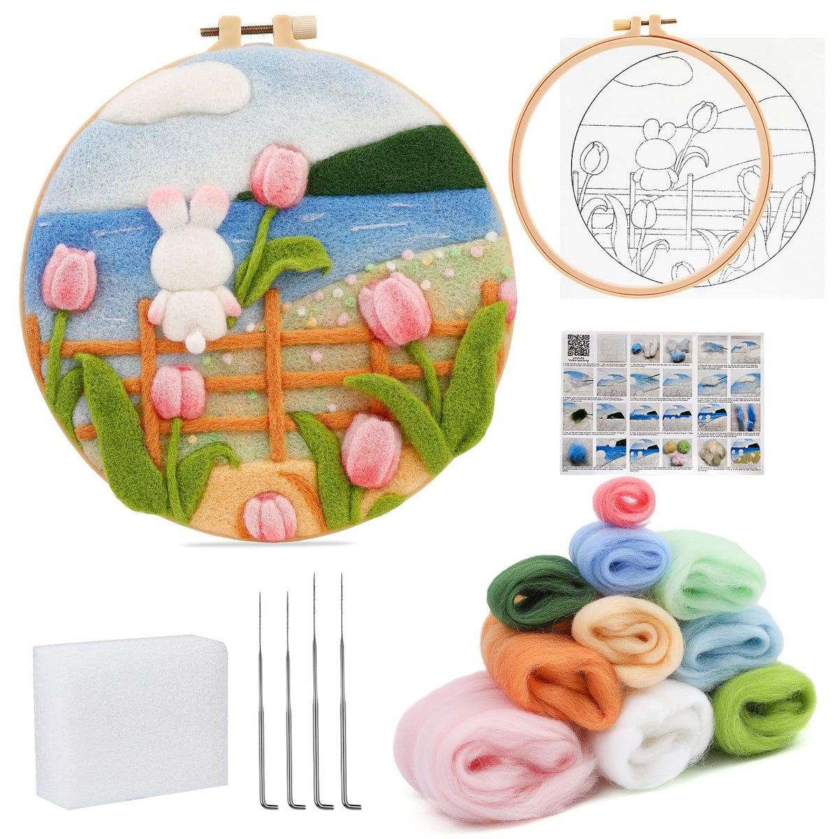 kgxulr Needle Felting Kit, Felting Kit for Beginners, Wool Painting Kit