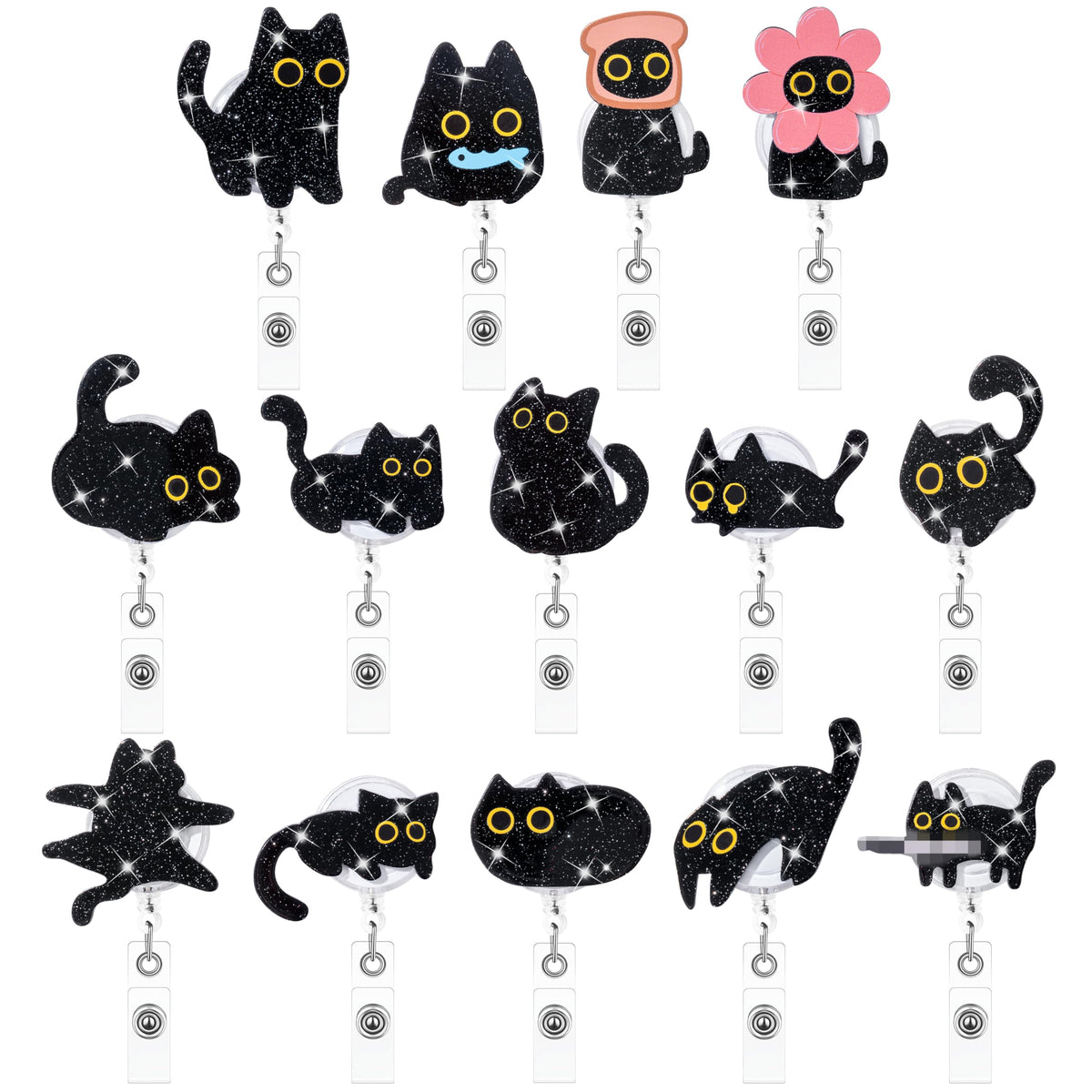 Eartim Cafecito Y Chisme Glitter Badge Reels Cute Coffee Name Tag Holders