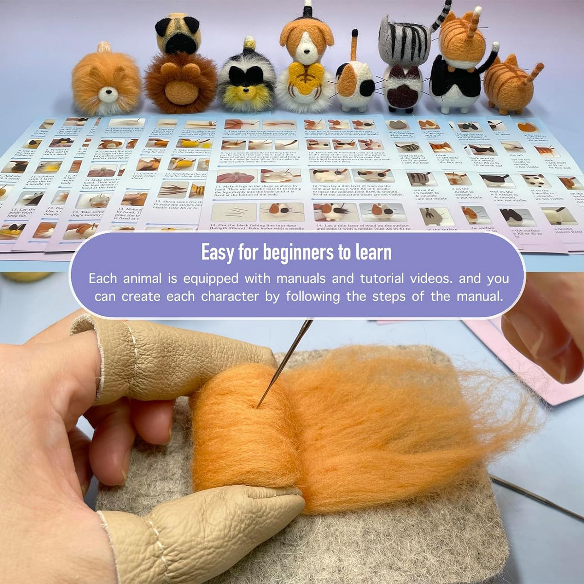 Truslin Needle Felting Kit, 12 Pcs Doll Making Needle Felting Starter Kit