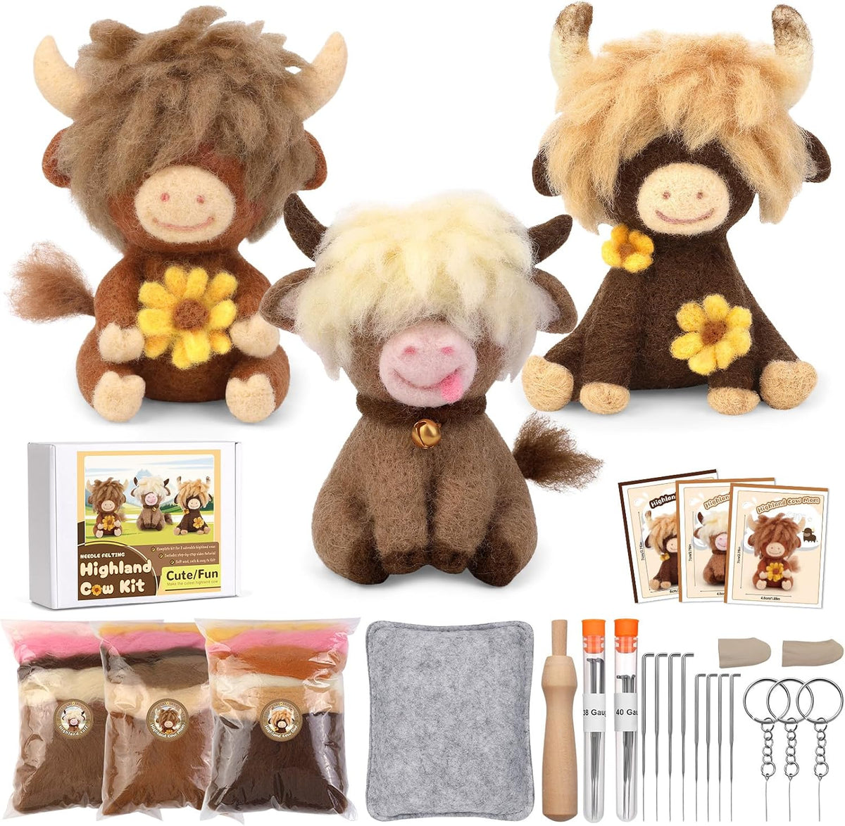 Yizzvb Needle Felting Kit, Wool Needle Felt Beginner Kits Felting Supplies