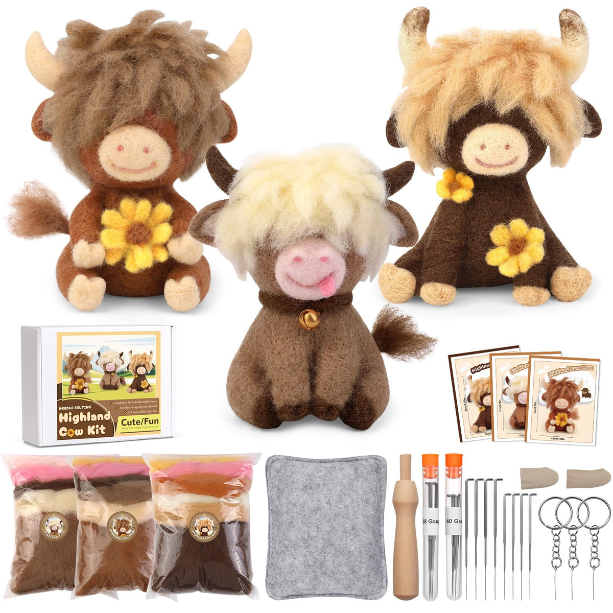 Yizzvb Needle Felting Kit, Wool Needle Felt Beginner Kits Felting Supplies