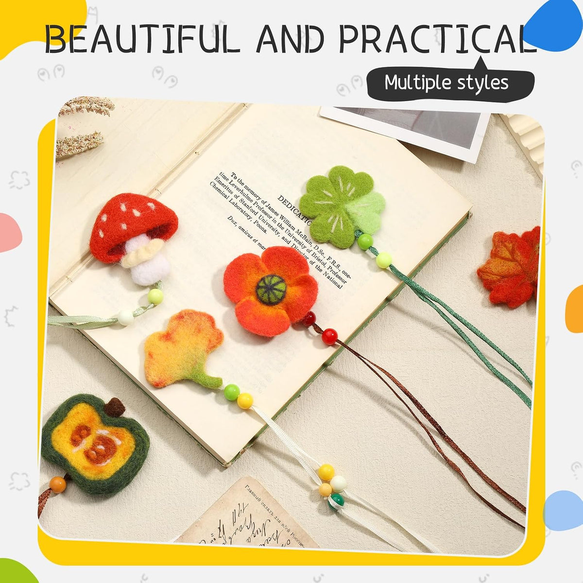 OEHPICC Needle Felting Kit, 7 Pcs Flower Bookmark Felting Kit for Adults