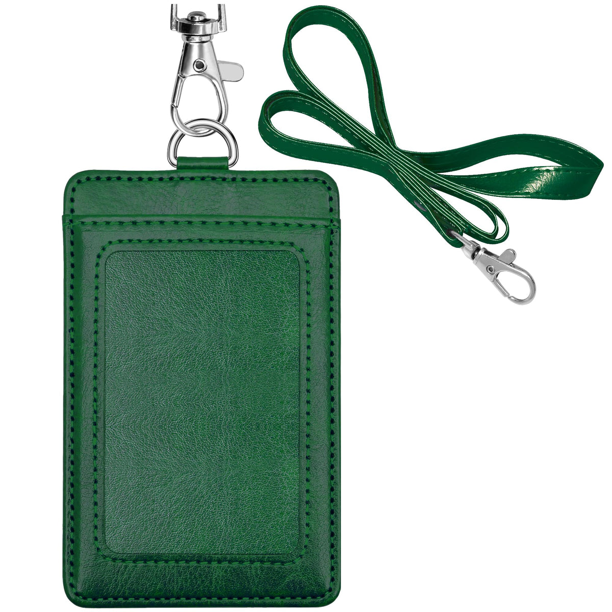 PU Leather ID Badge Holder, Life-Mate ID Badge Holder with 1 Clear ID Window 1 Credit Card Slot and PU Leather Lanyard for Badge Credit Cards College ID Cards in Champagne Gold