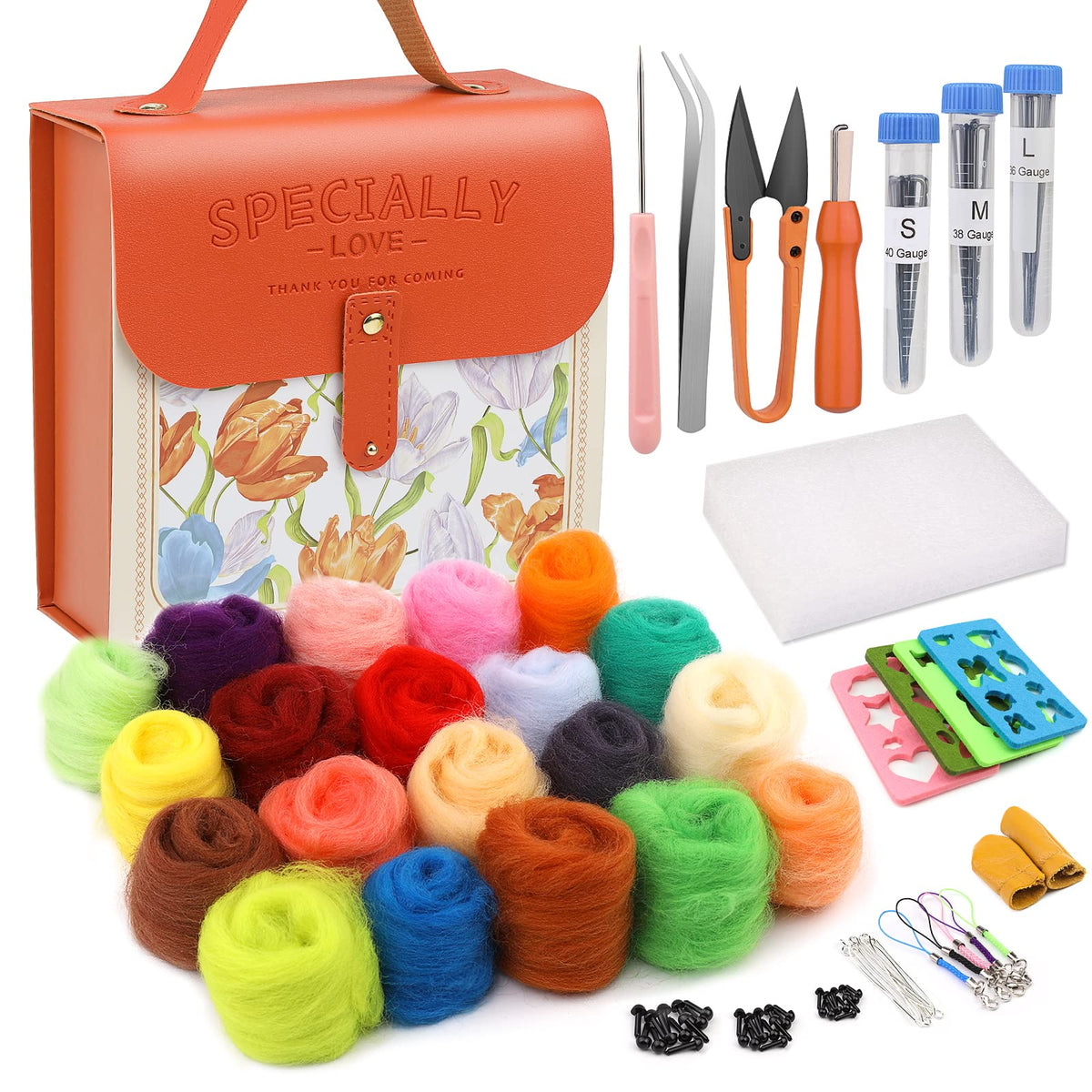 Mayboos Needle Felting Kit, Wool Roving 20 Colors Set