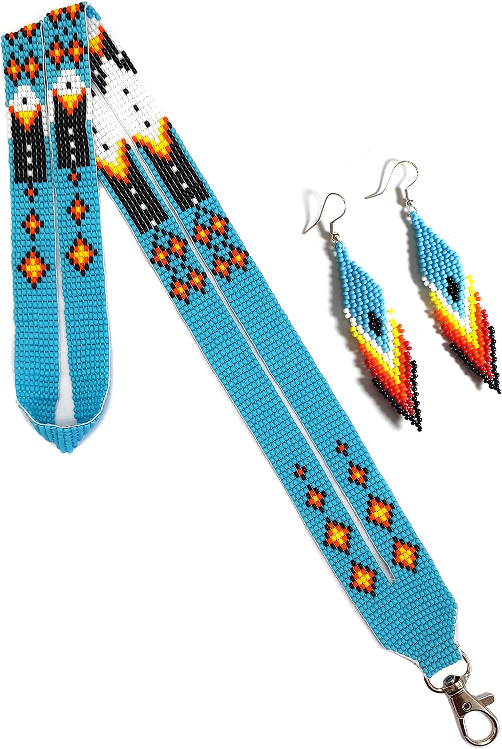Handmade Native American style beaded badge ID card holder