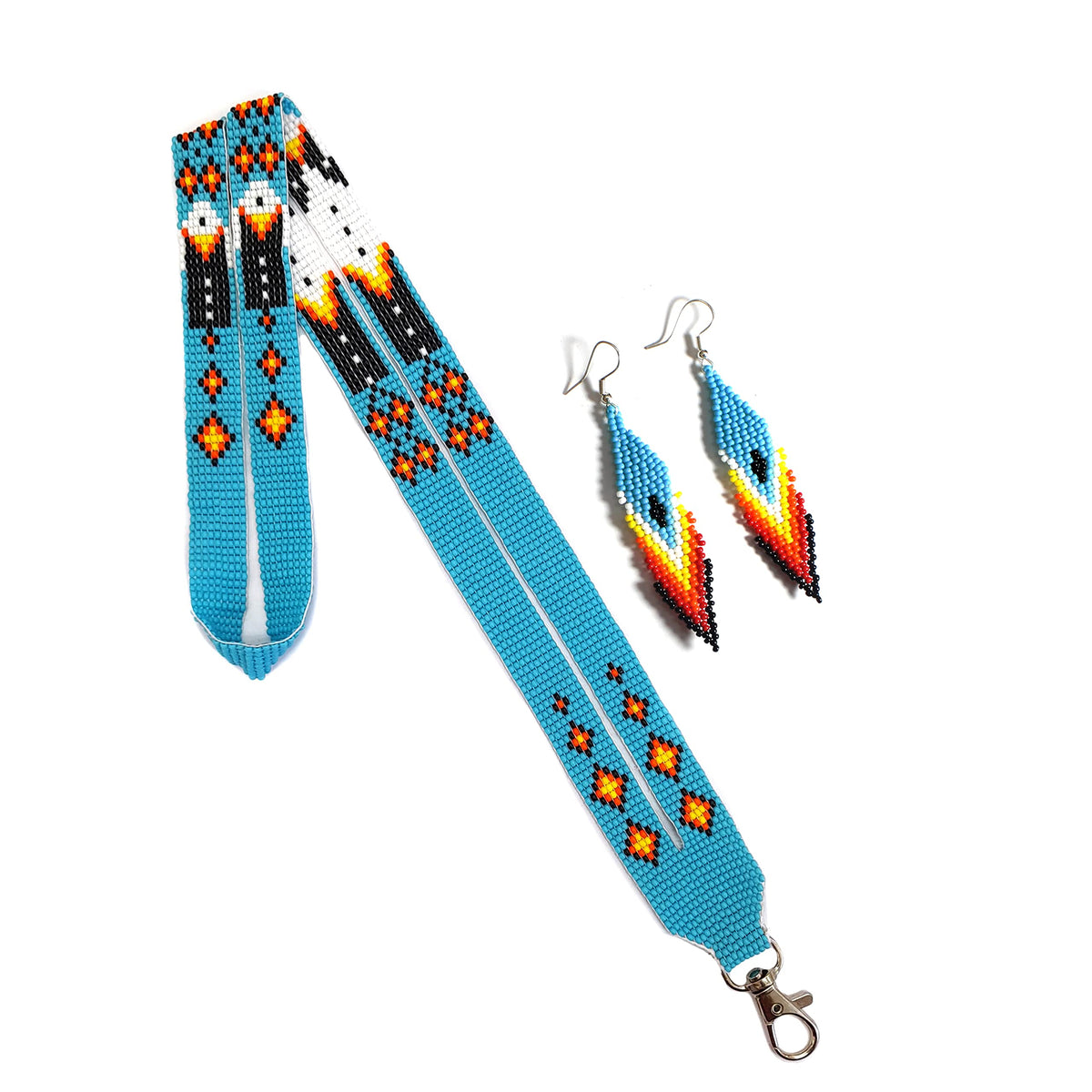 Handmade Native American style beaded badge ID card holder