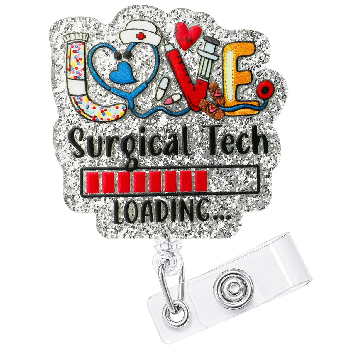 Funny Colorful Cat Nurse Badge Reel, Cute Retractable Work Badge Holder