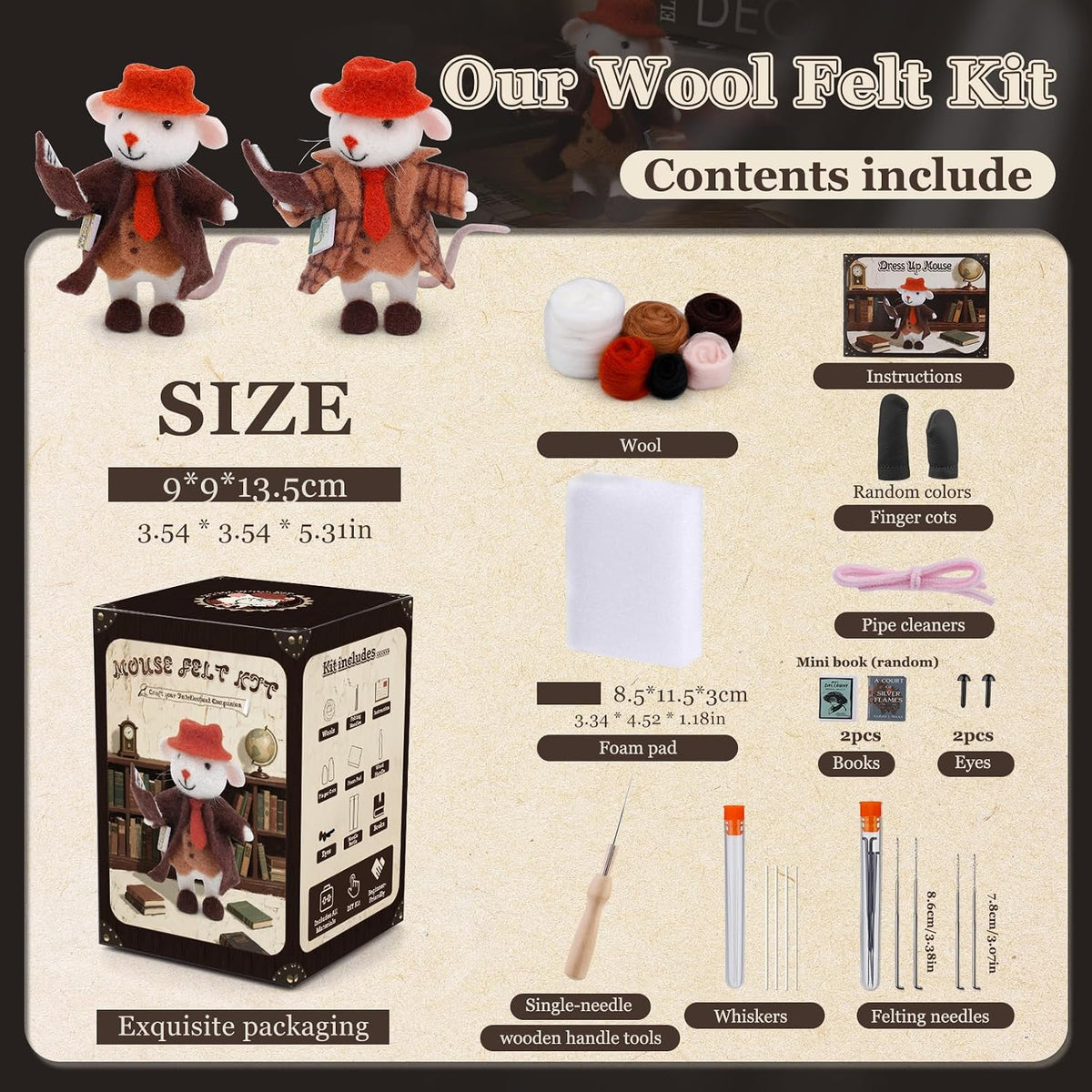 Mayboos Needle Felting Kit, Mouse Animal Needle Felting Beginner Kits