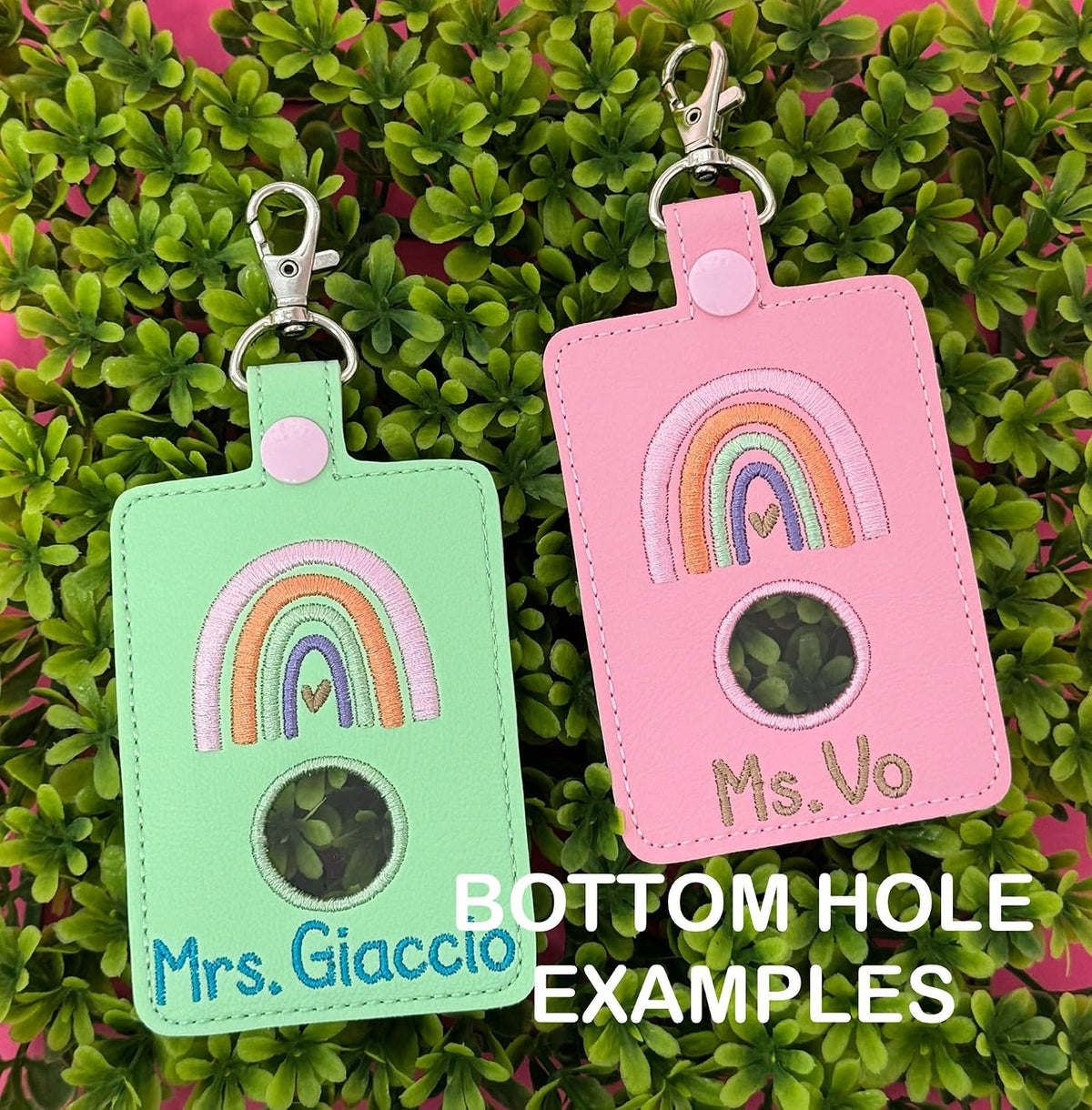 Teacher Alarm Personalized Rainbow ID Badge Holder, Alarm Badge with Hole to Hold Alarm Badge with button on top or bottom, Choose Button Hole Style