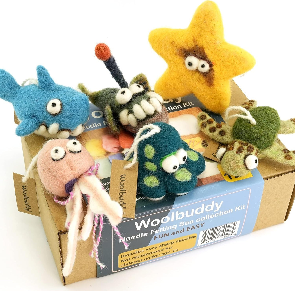 Woolbuddy Needle Felting Kit Beginner Set, 40 Colors, White Core Wool, Tool