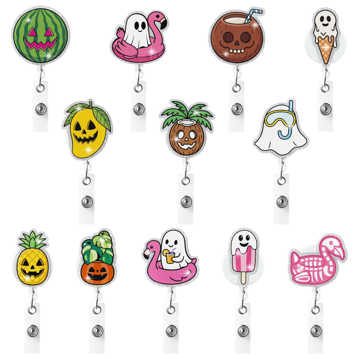 Eartim Cafecito Y Chisme Glitter Badge Reels Cute Coffee Name Tag Holders